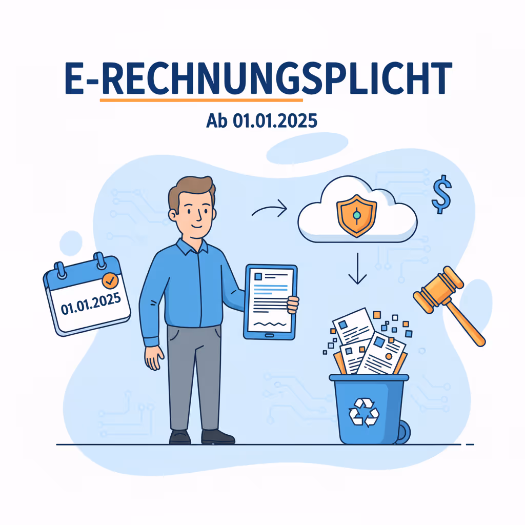 Illustration zur E-Rechnungspflicht 2025.
